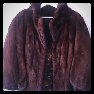 Mink stole cape with hook closure